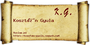 Kosztán Gyula névjegykártya