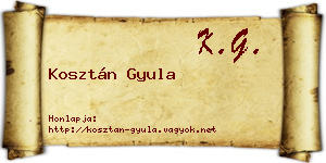 Kosztán Gyula névjegykártya